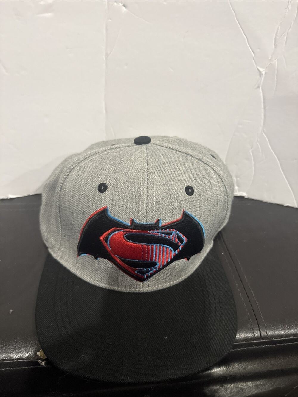 Superman Batman Hybrid Logo Gray Snapback Cap DC Comics Hat Men’s Adjustable
